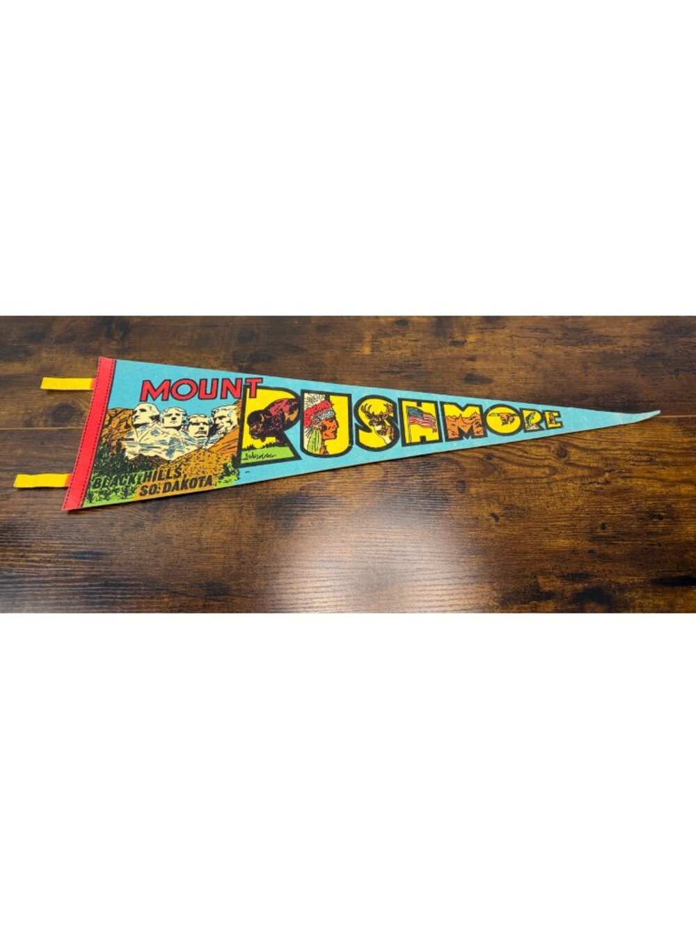 Vintage Mount Rushmore Pennant Black Hills South Dakota Felt Souvenir Flag